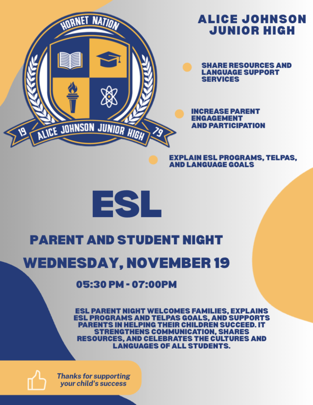 ESL Parent and Student Night