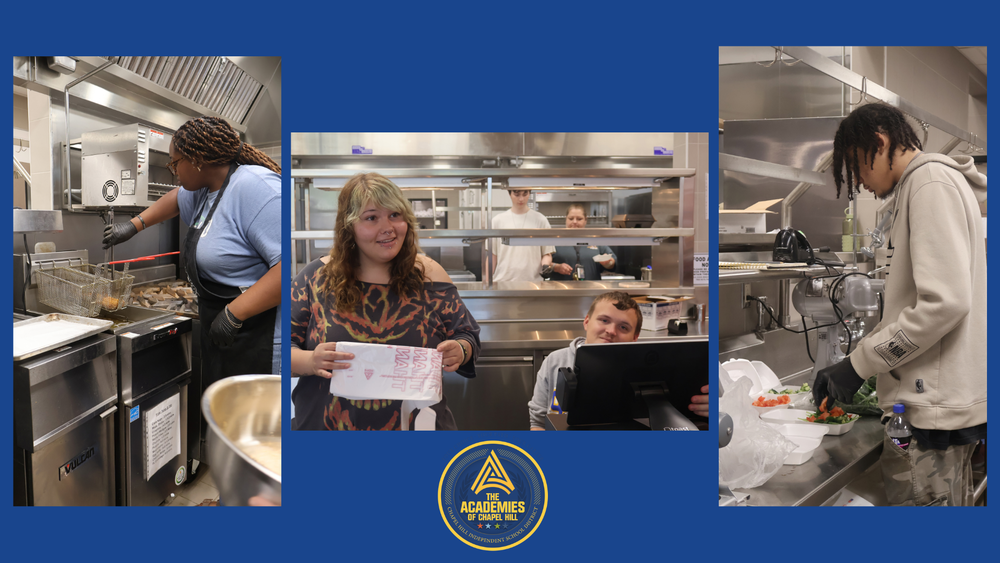 culinary arts students preparing lunch in the bistro