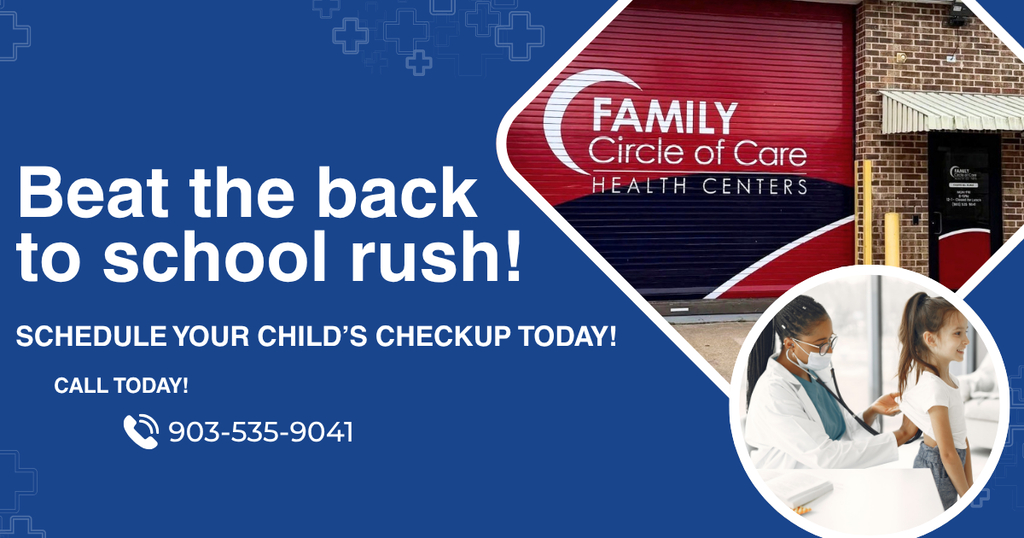 graphics for Family Circle of Care clinic and scheduling an appointment