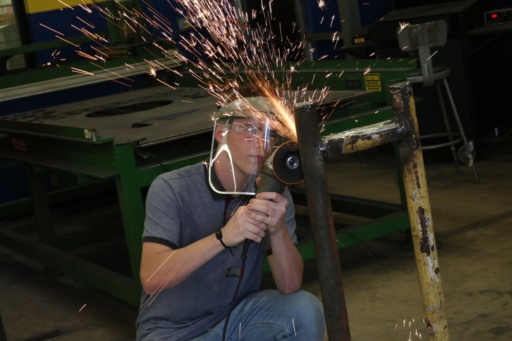 a student welding