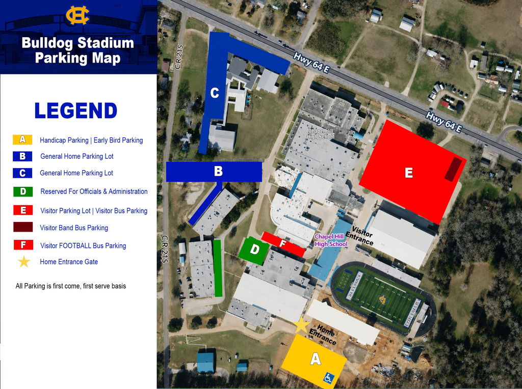 Parking Map for Bulldog Stadium