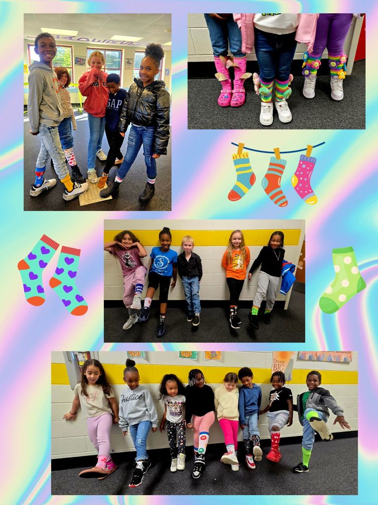 🧦 Crazy Sock Day at CCES! 🎉 Our students and staff rocked their wildest, wackiest socks to stand up and stand out for kindness! 💕 From stripes to polka dots, every step showed Panther pride and positivity! #CrazySockDay #KindnessMatters #EducateEngageEmpower #CCPSVA #VAPublicSchools