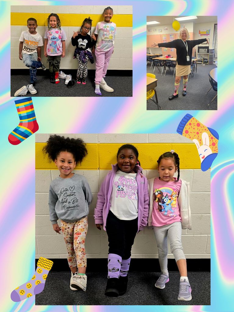 🧦 Crazy Sock Day at CCES! 🎉 Our students and staff rocked their wildest, wackiest socks to stand up and stand out for kindness! 💕 From stripes to polka dots, every step showed Panther pride and positivity! #CrazySockDay #KindnessMatters #EducateEngageEmpower #CCPSVA #VAPublicSchools