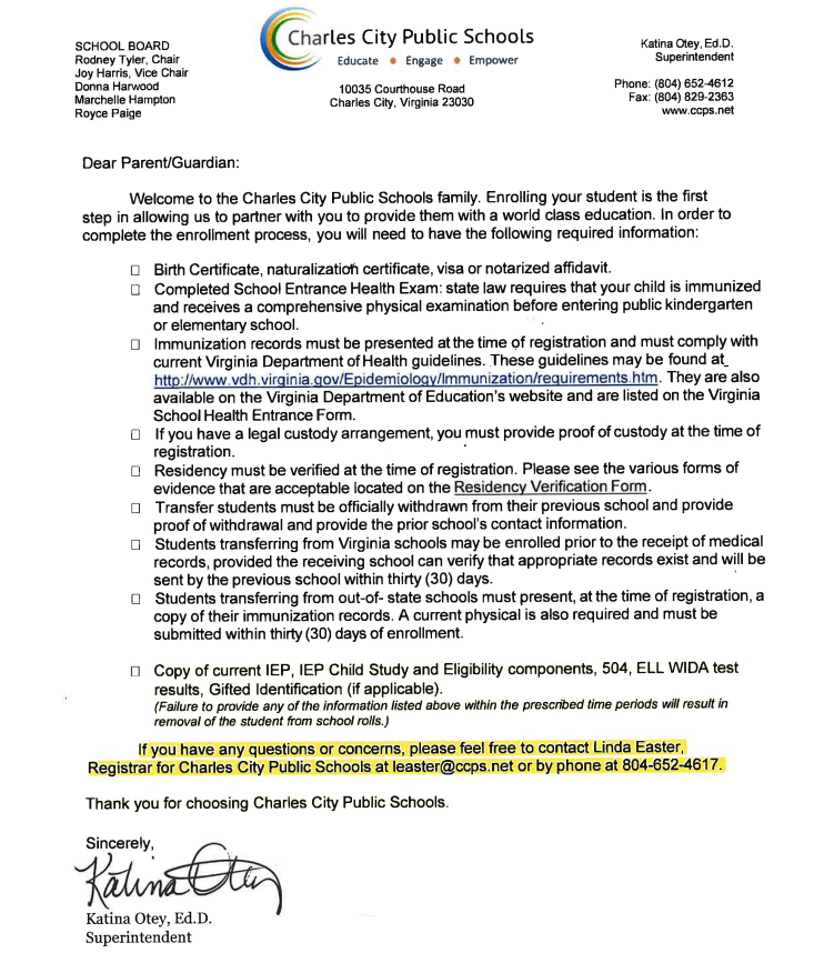 Required documentation needed. 