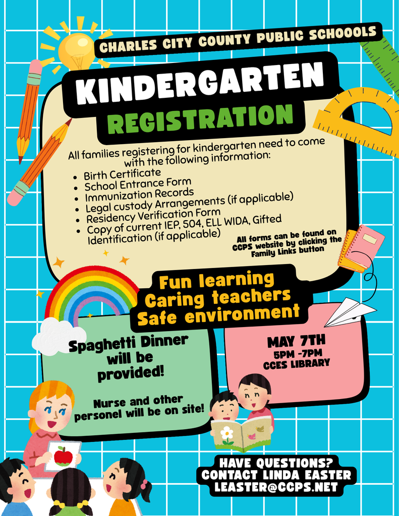 Kinder Garten Registration: All families registering for kindergarten need to come prepared with forms and proper documentation. 