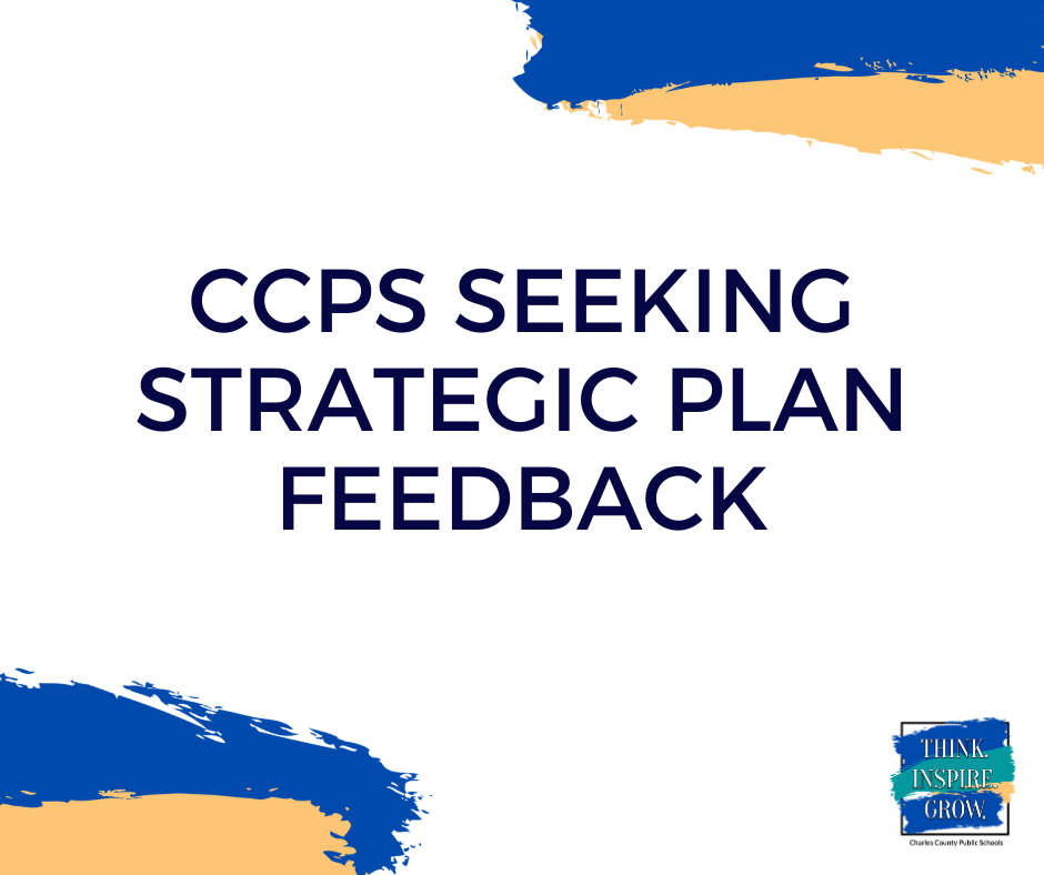 white background with words ccps seeking strategic plan feedback