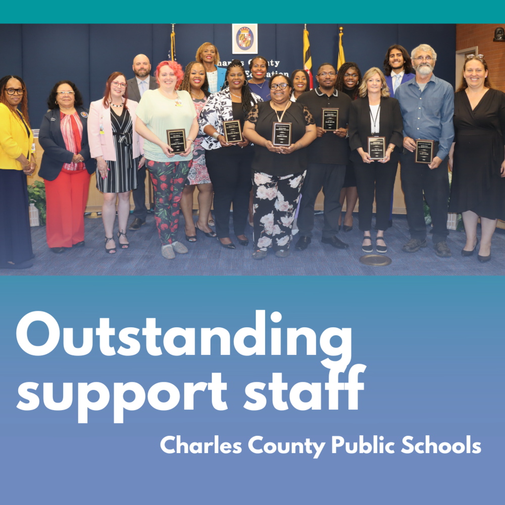 a group of support staff recieving awards