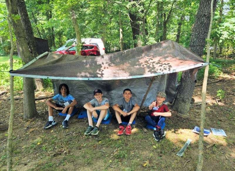 campers in a tent