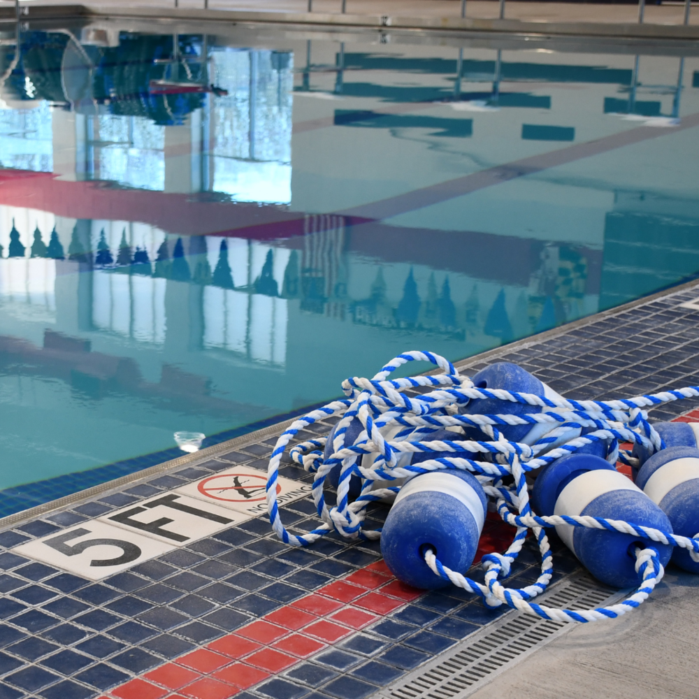the edge of an indoor pool
