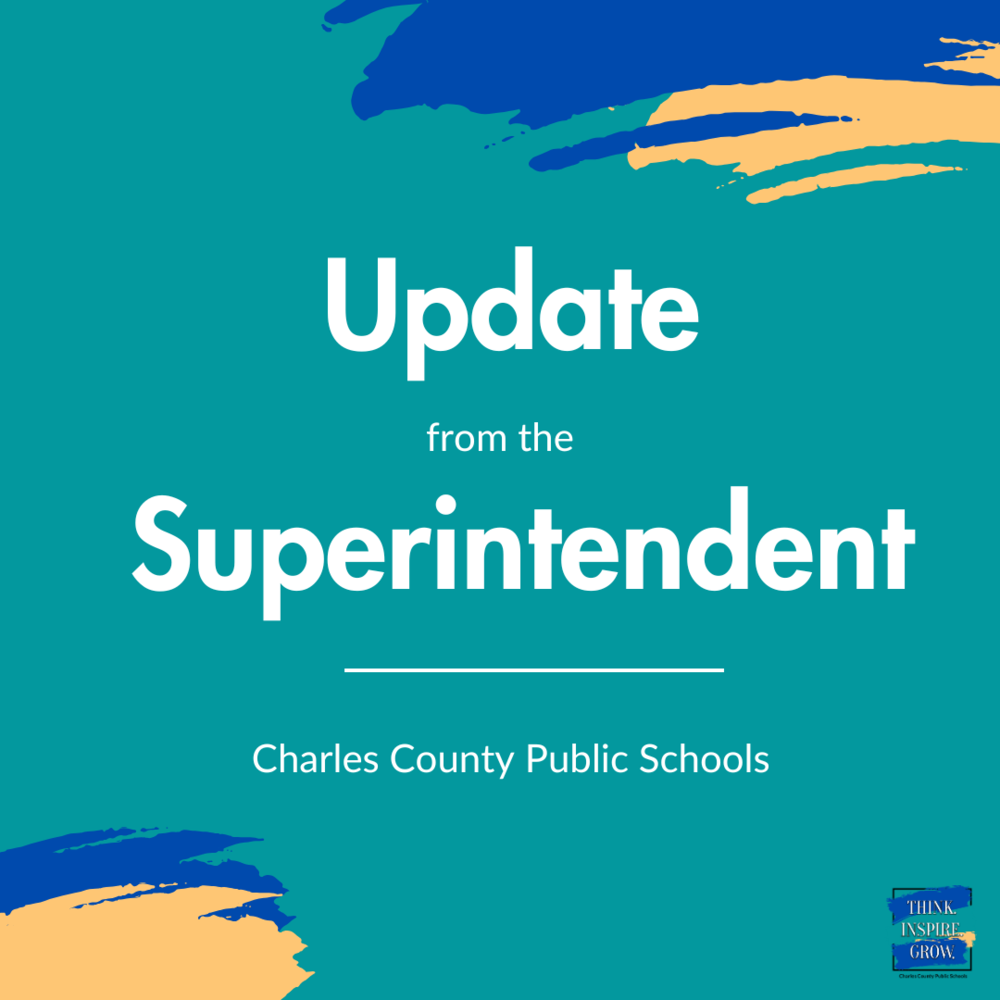 blue background with words update from the superintendent