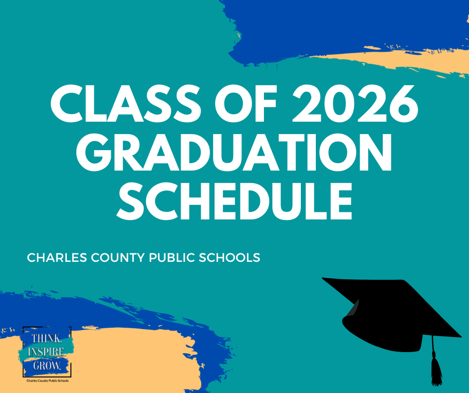 blue background with words class of 2026 graduation schedule