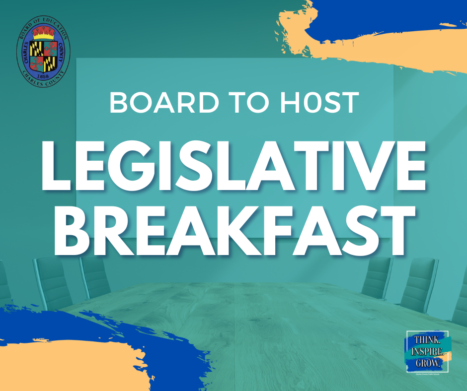 blue background with board to host legislative breakfast