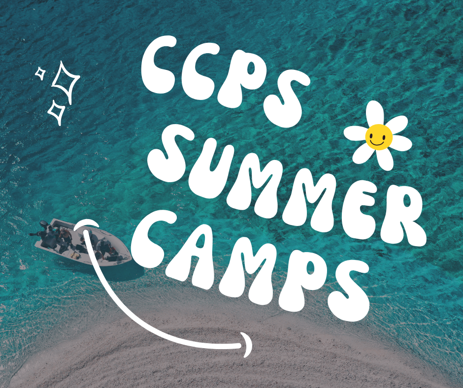 image of a boat on the lake with the words "ccps summer camps"