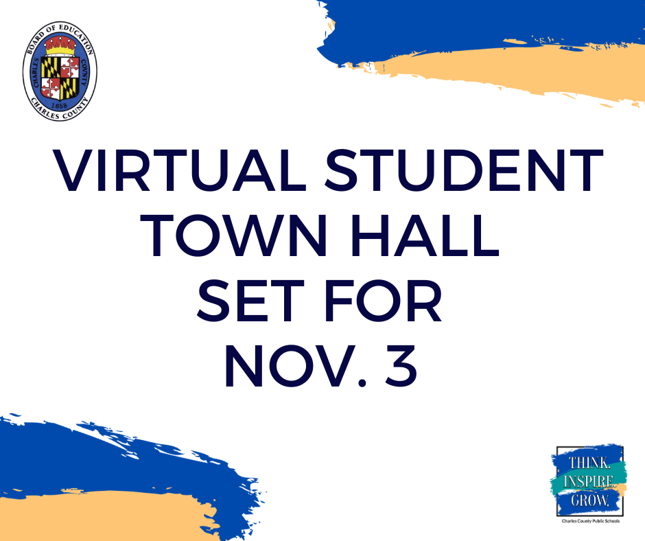 white background with words virtual student town hall set for nov. 3