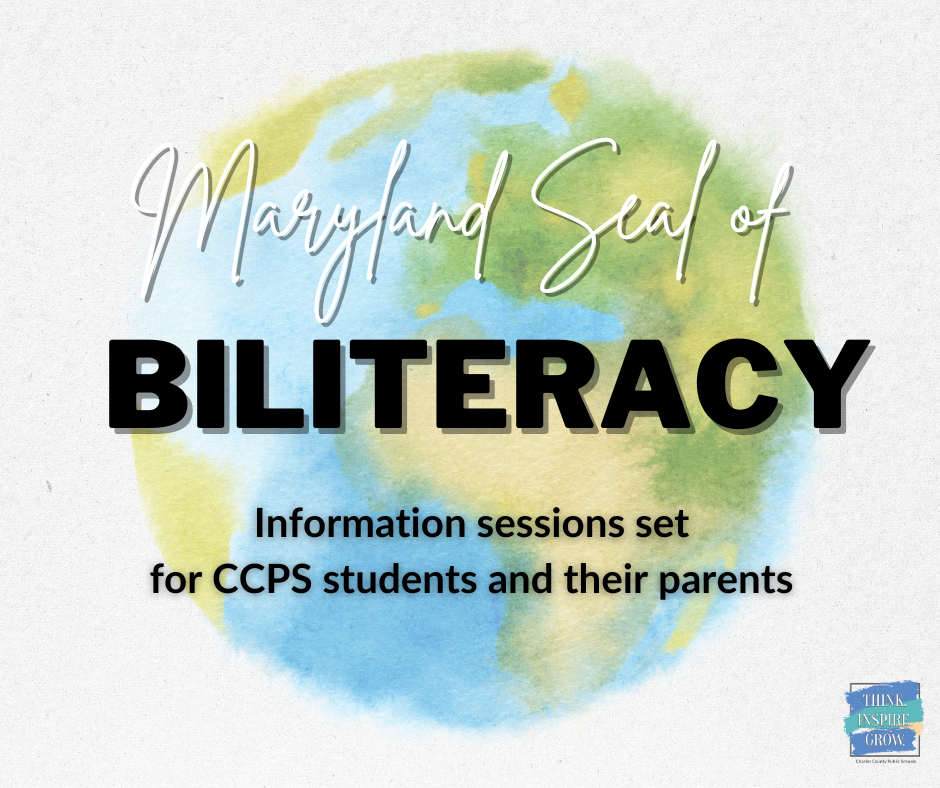 image of the earth with the words maryland seal of biliteracy