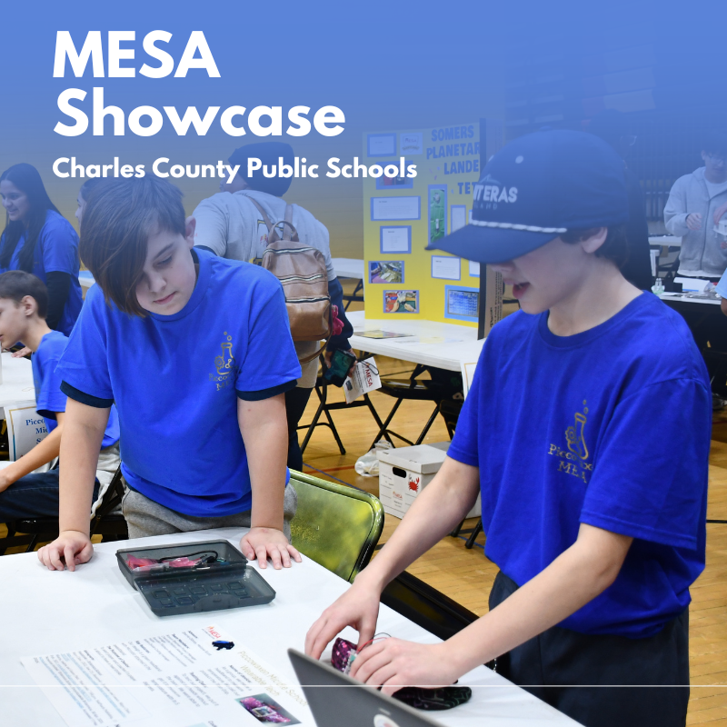 two students participating in MESA showcase