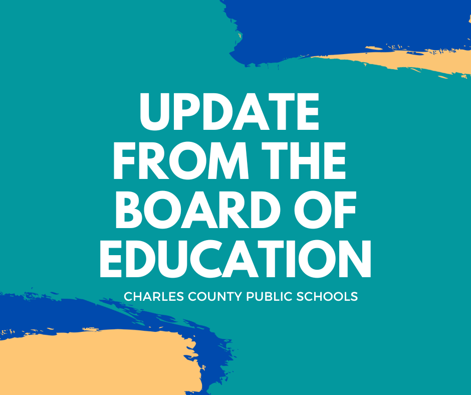 blue background with words update from the board of education