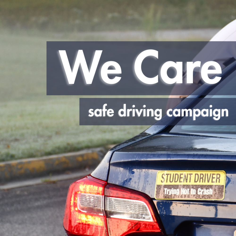 rear of a car with a student driver bumper sticker