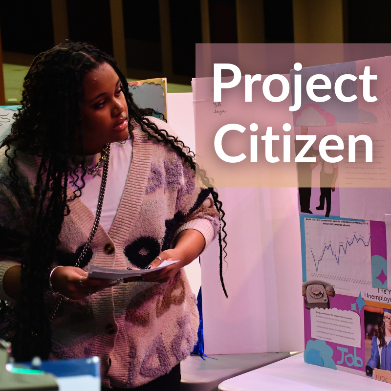 student presenting for "project citizen"