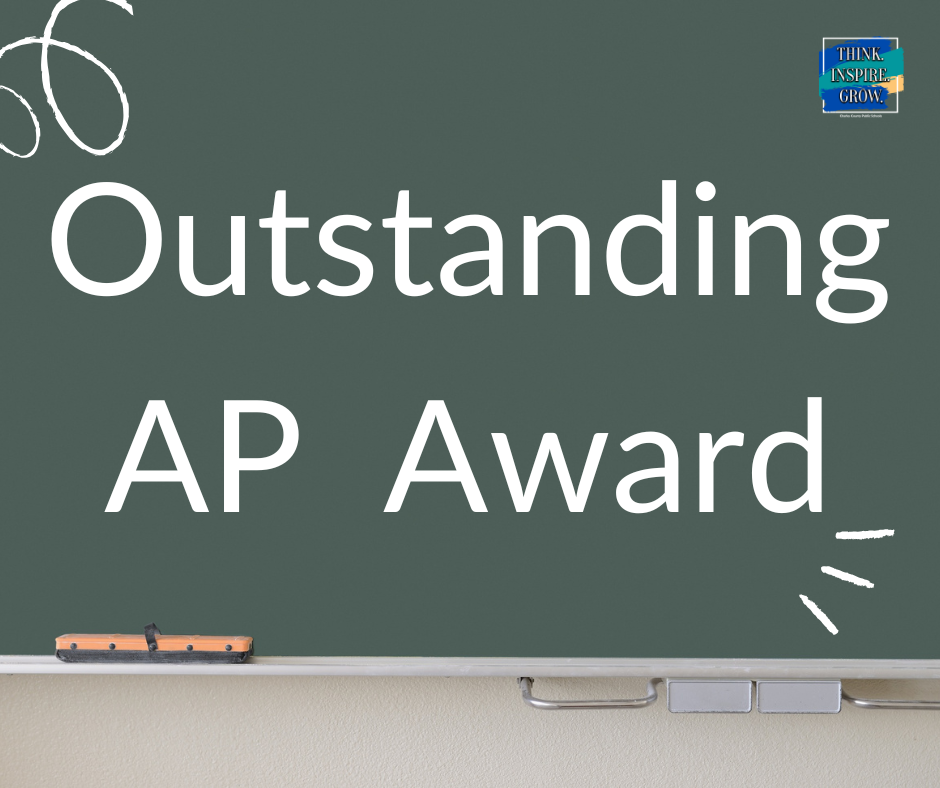 chalkboard with words "outstanding AP award"