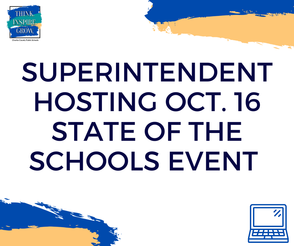 white background with the words superintendent hosting oct. 16 state of the schools event