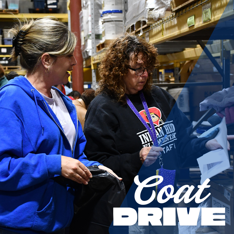 two employees prepping coats