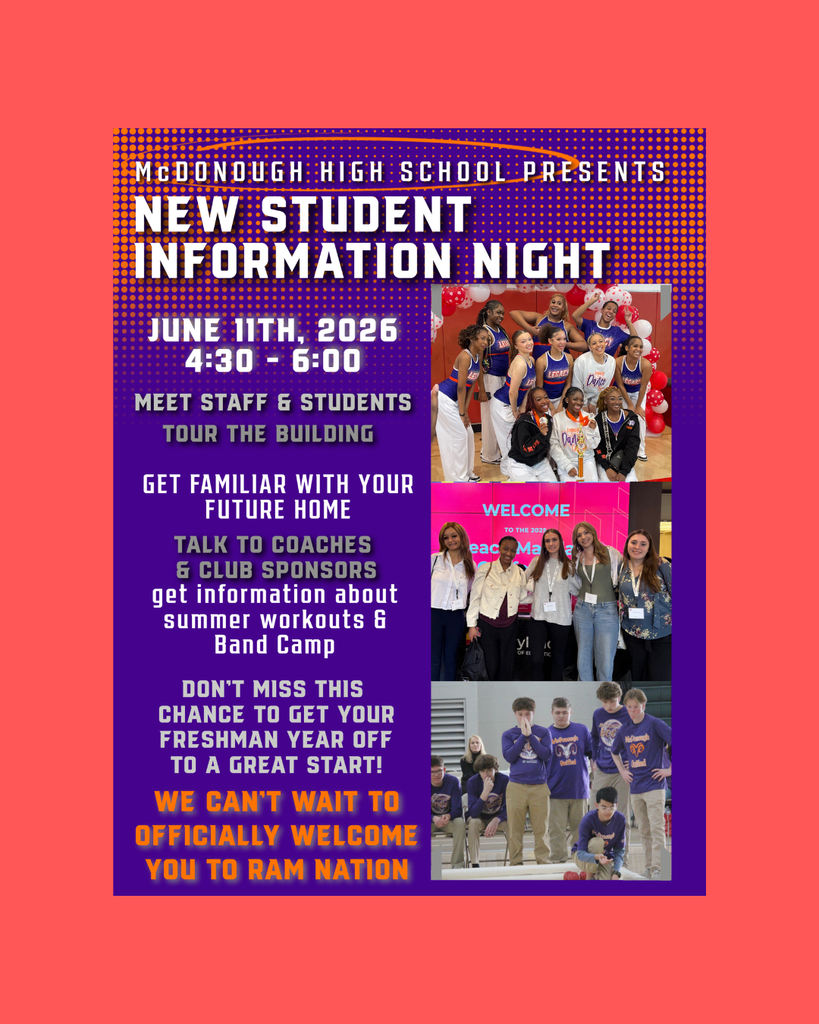 peach background  with purple flyer containing text and student pictures