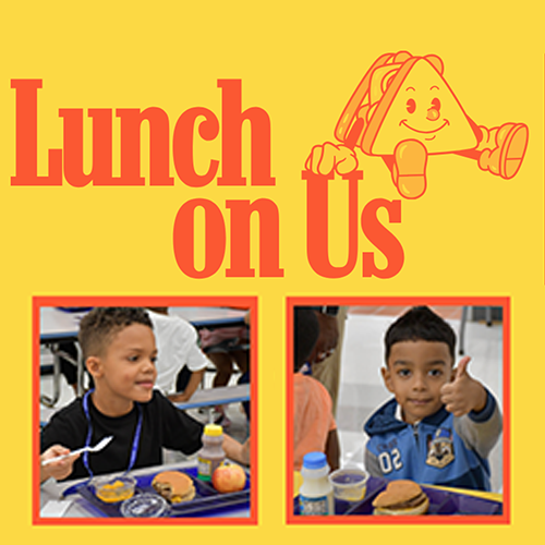 Lunch on us with 2 students eating lunch