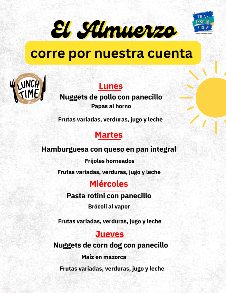 lunch on us menu spanish