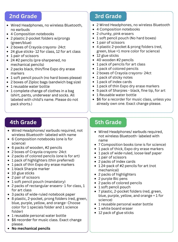 2026-2027 Supply List