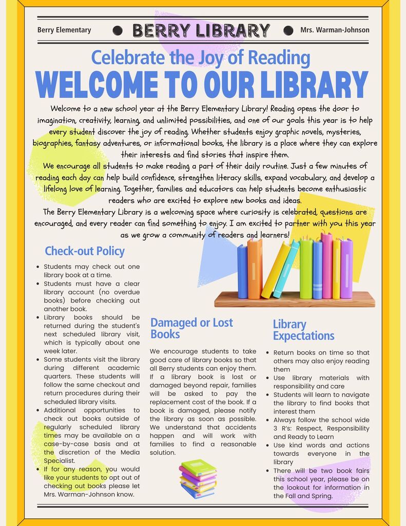 Berry Library Welcome Letter 