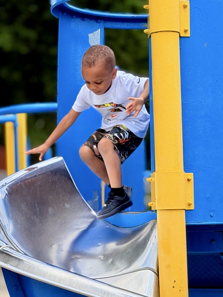 student on slide 