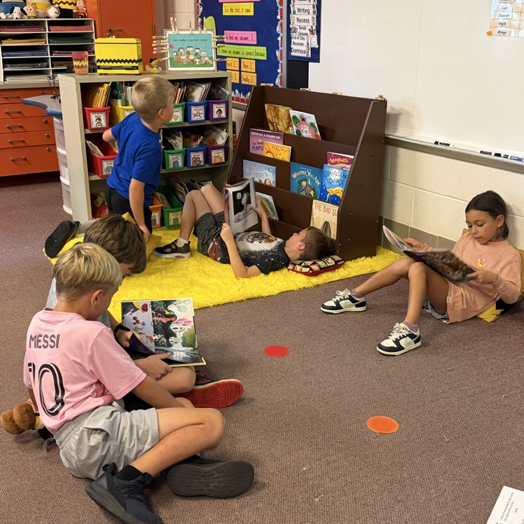 students reading