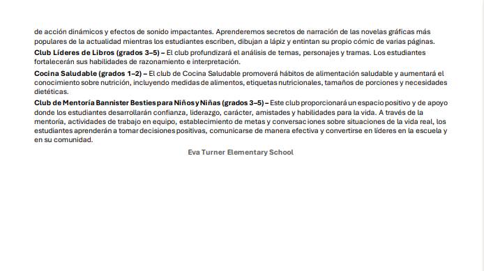 Club Descriptions Sp Cont.