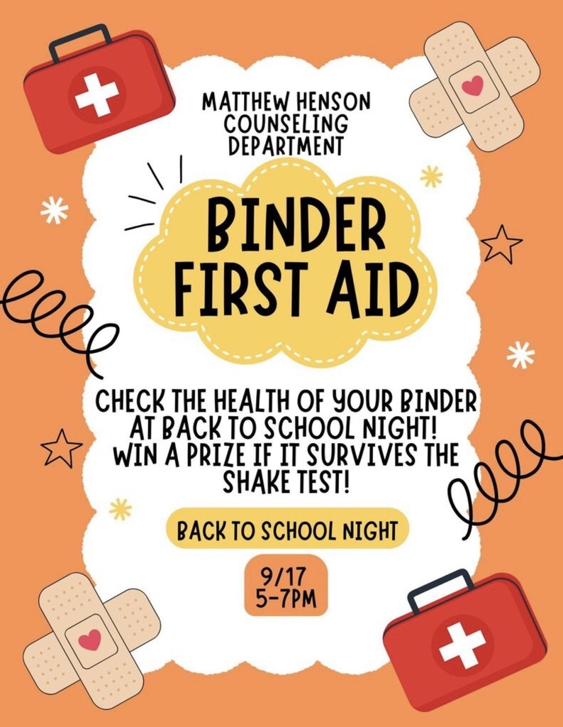 Binder first aid. 9/17 @ 5:00 pm