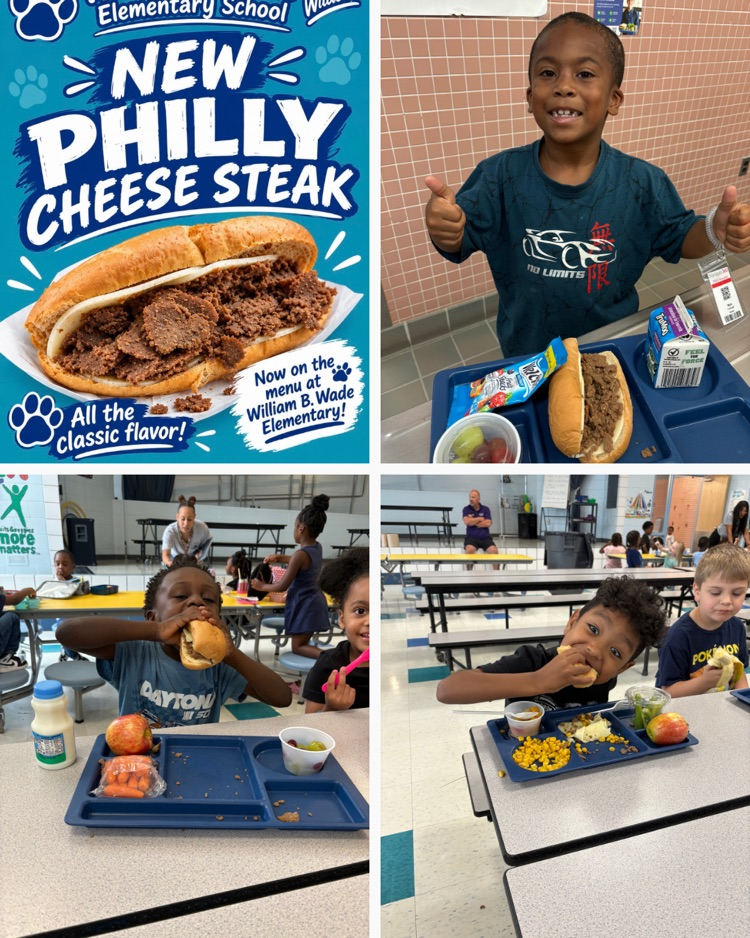collage of students with Philly cheese steaks. 