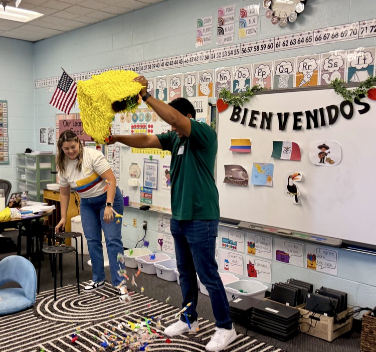 candy falling from piñata 