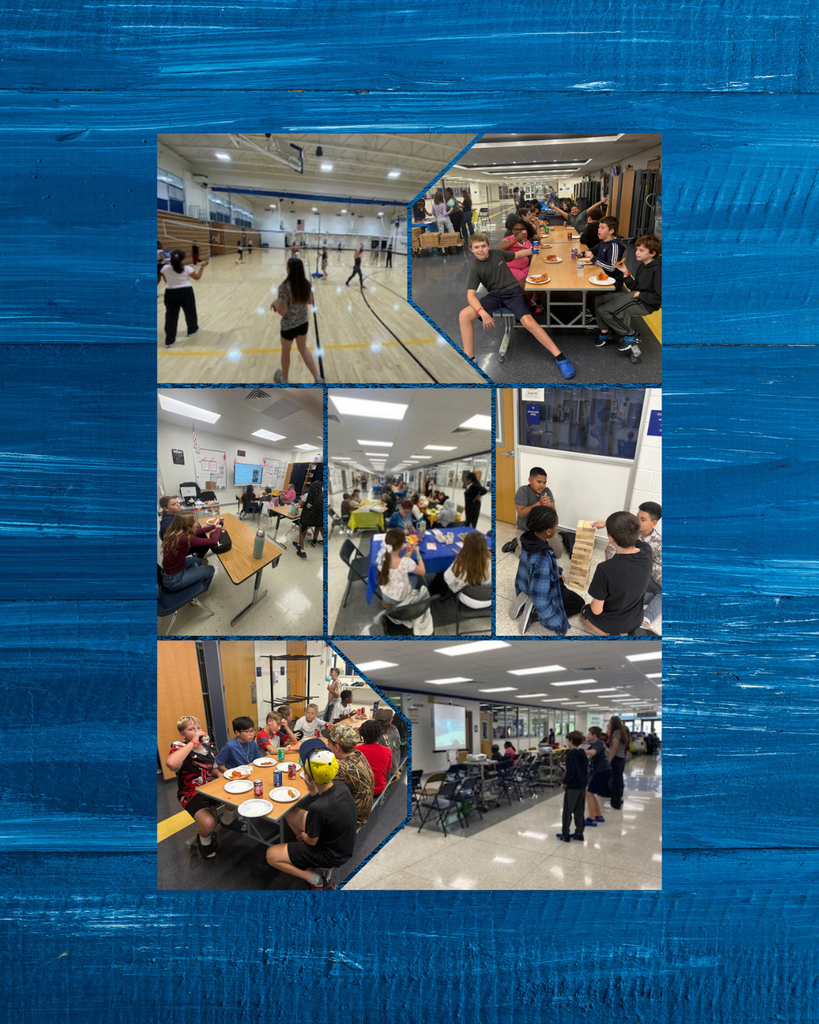 blue background with 7 pictures of students