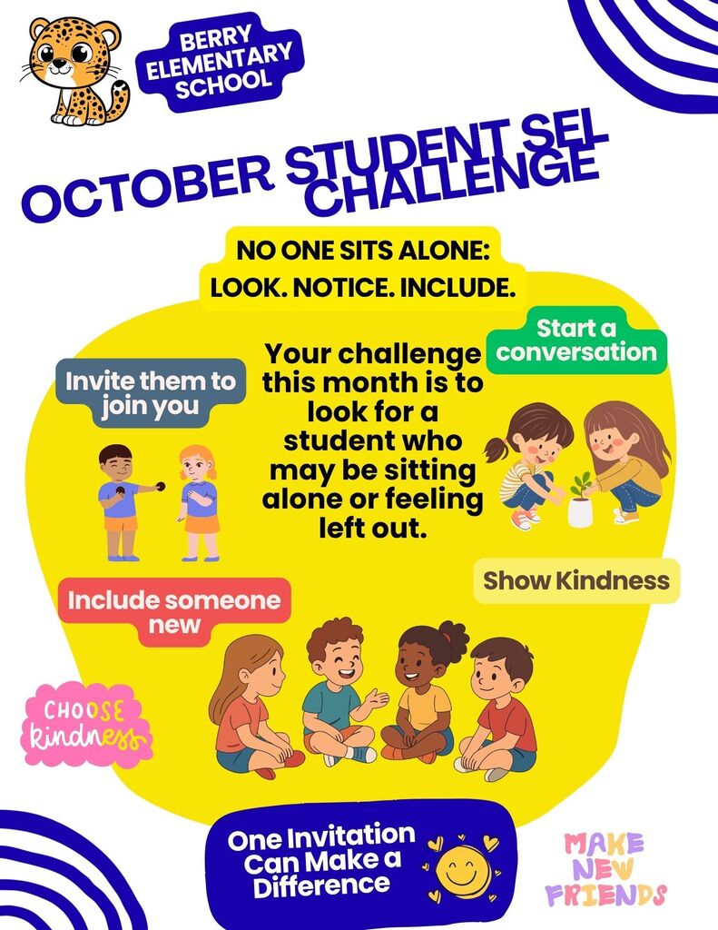 SEL challenge for the month of October: No One Sits Alone