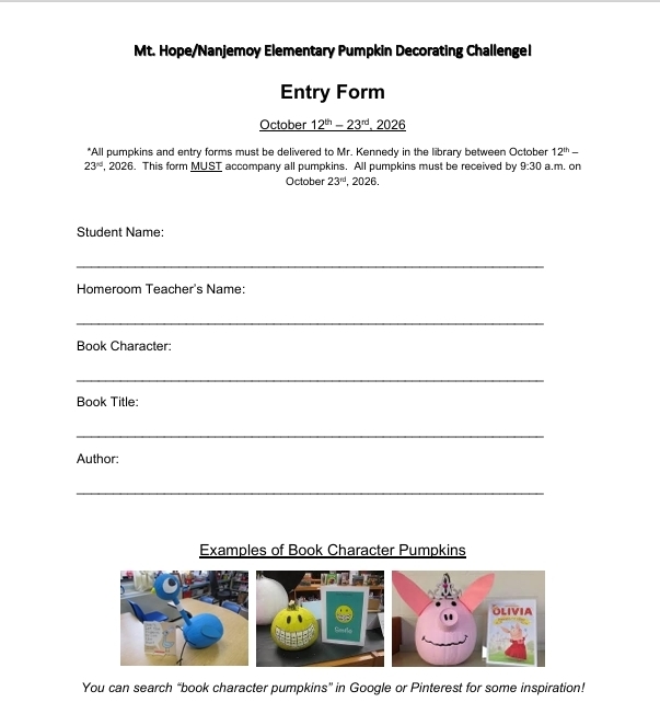 Pumpkin Contest Form