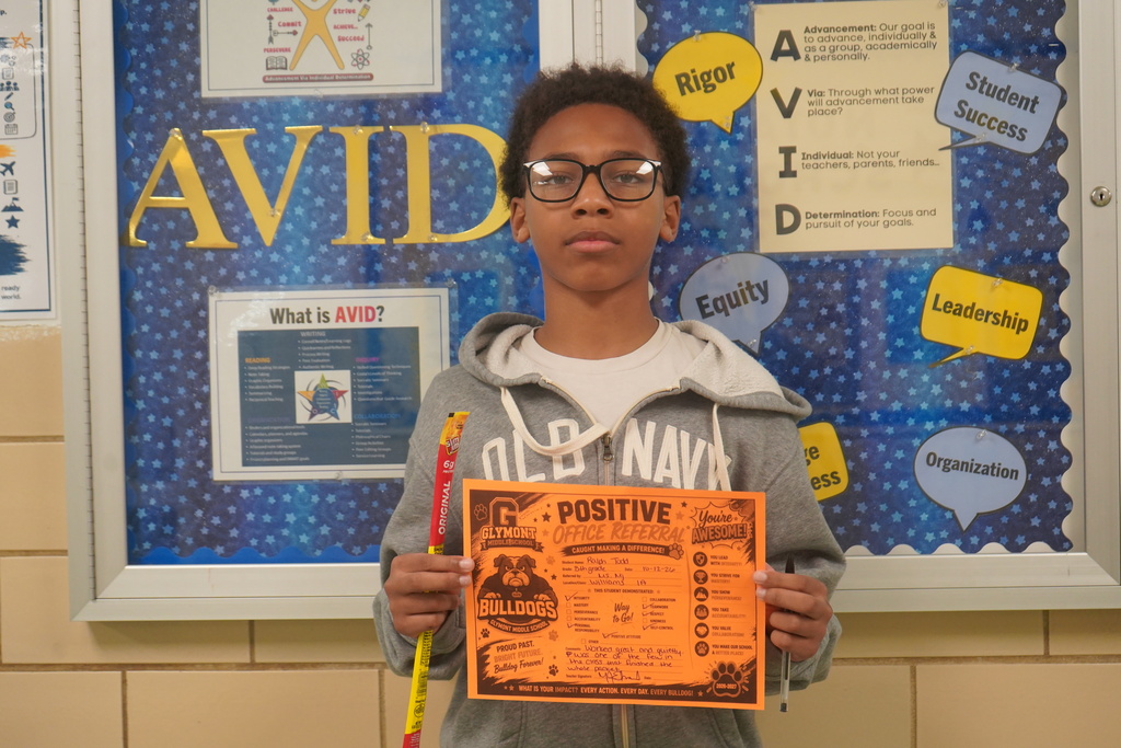 Positive Office Referral Recipients at Glymont Middle School