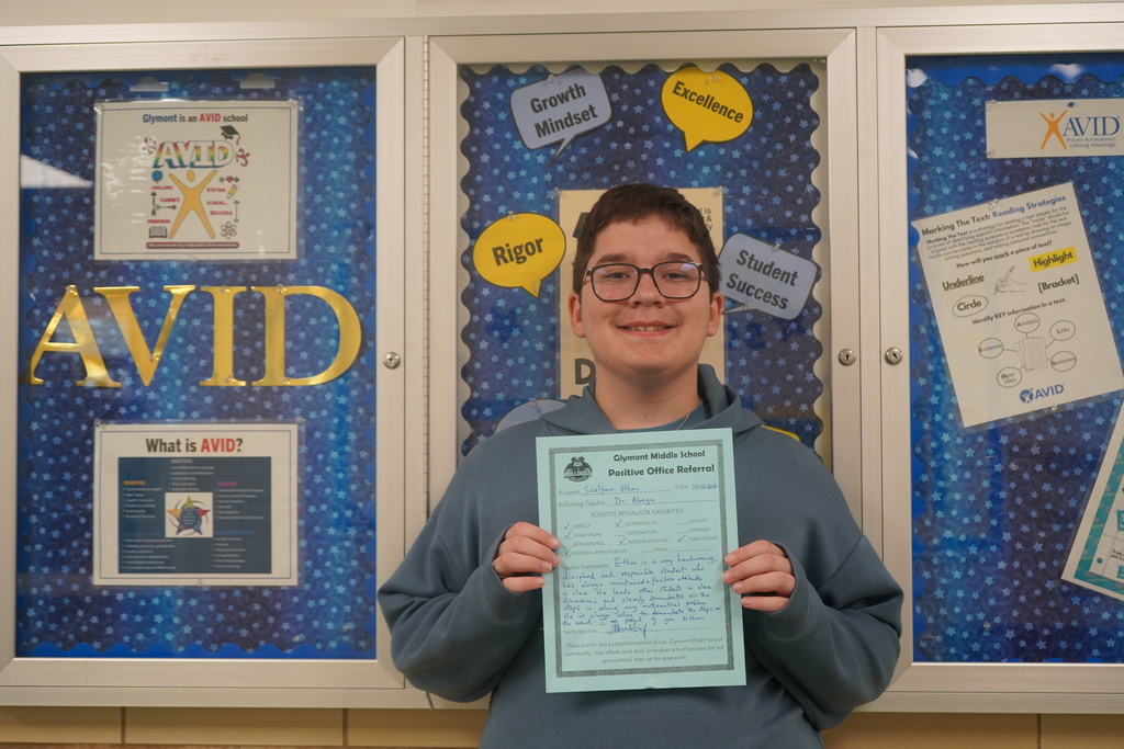 Positive Office Referral Recipients at Glymont Middle School