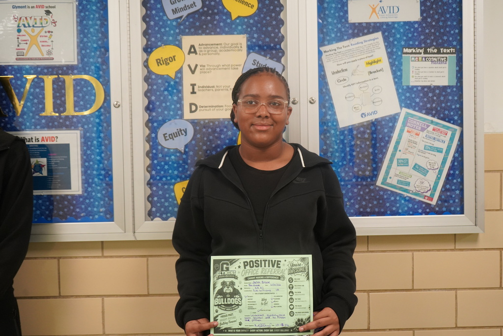 Positive Office Referral Recipients at Glymont Middle School