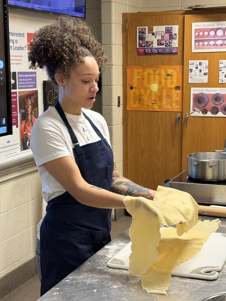 Nadia Phillips former student of 2020 culinary class came to visit and teach pasta