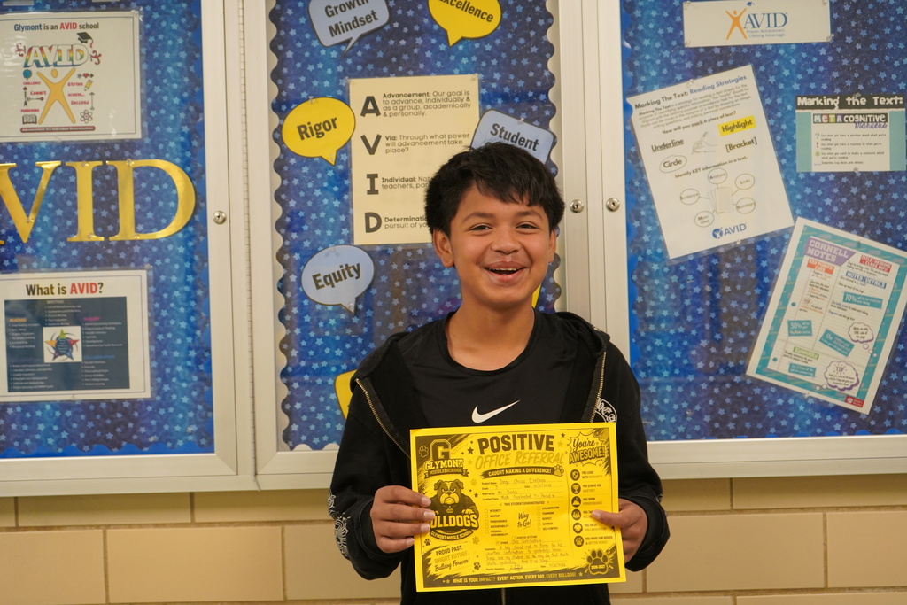 Positive Office Referral Recipients at Glymont Middle School