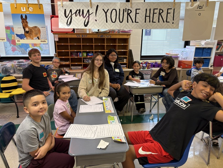 Mrs. Delestowicz’s 8th graders met Mrs. Duffner’s 2nd graders for the first time today. We can’t wait to work with our learning buddies this year!