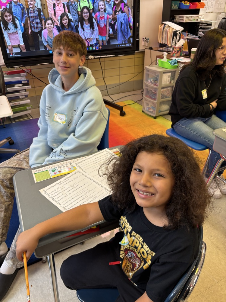 Mrs. Delestowicz’s 8th graders met Mrs. Duffner’s 2nd graders for the first time today. We can’t wait to work with our learning buddies this year!