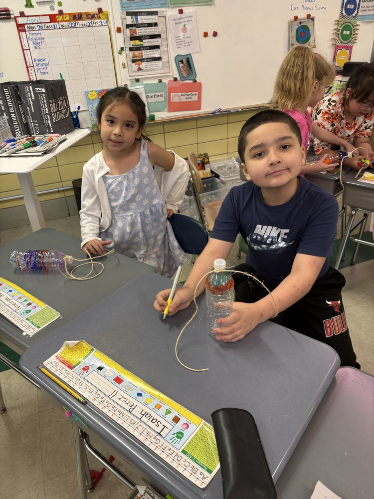 Mrs. Duffner’s and Mrs. Hervieux’s classes are celebrating Earth Week working together to reuse water bottles.