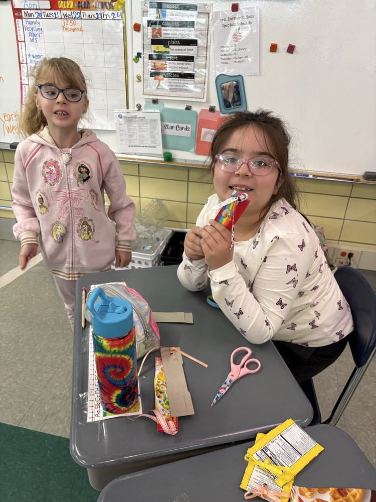 Happy Earth Week! Some of our Second and First graders collected old cereal boxes and made them into creative bookmarks