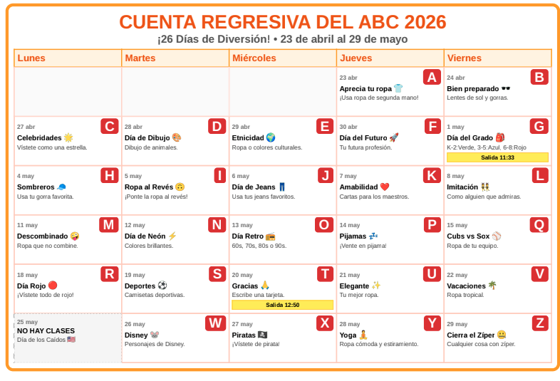 Spirit day countdown Spanish